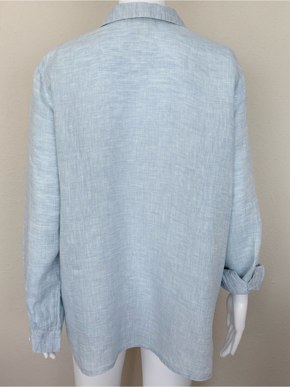 J. Jill Pale Blue Linen Shirt - Picture 2 of 6